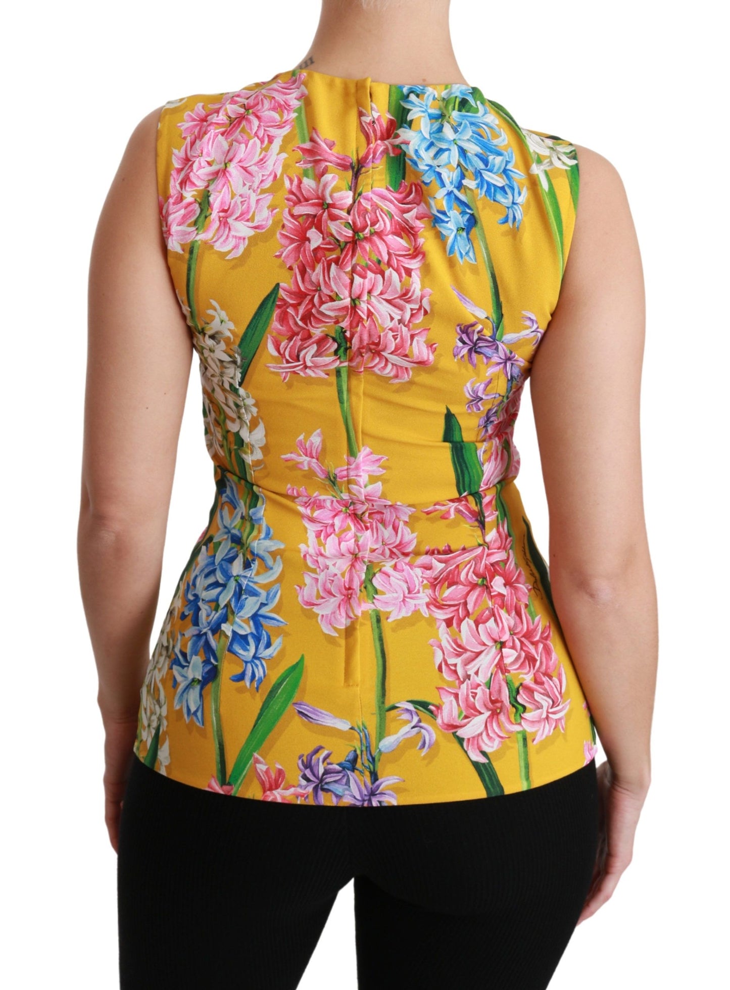 Dolce & Gabbana Gelbes Floral Stretch Top Tank Bluse