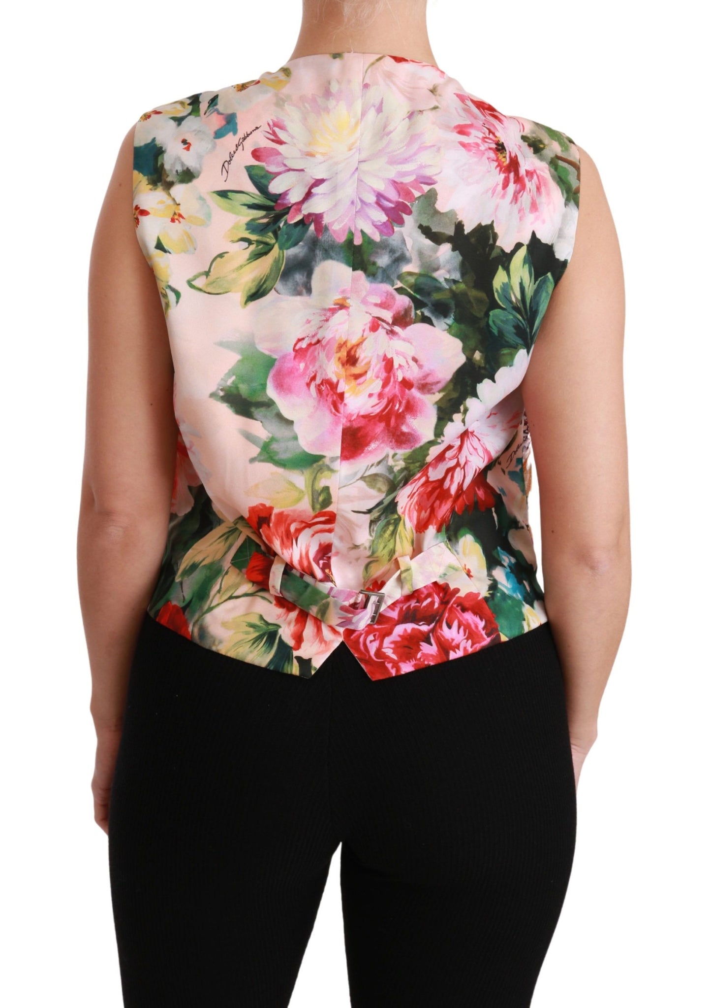 Dolce & Gabbana Multicolor Floral Ärmelloses Westenoberteil Vest