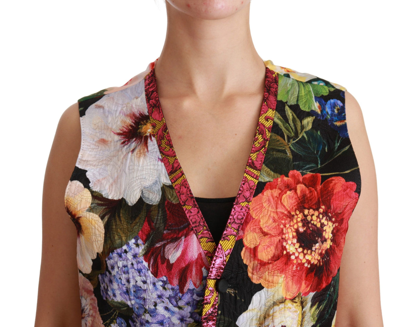 Dolce & Gabbana Multicolor Floral Ärmelloses Westenoberteil Vest