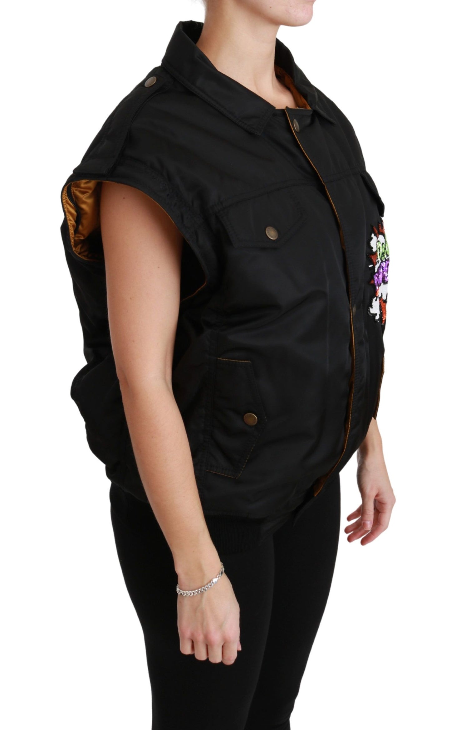 Dolce & Gabbana Schwarze Queen Crown Bomberjacke mit Pailletten