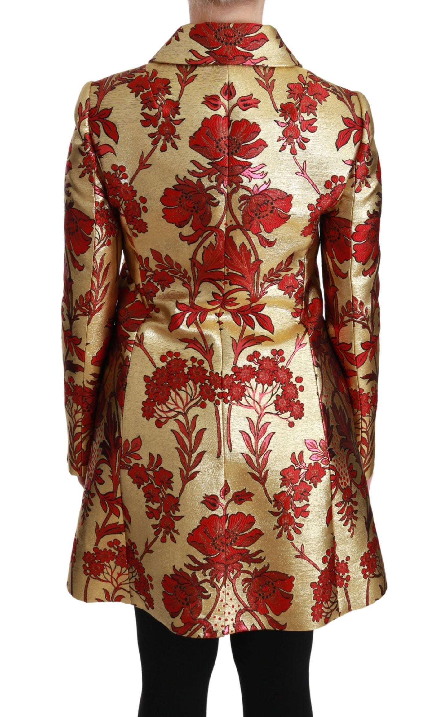 Dolce & Gabbana Rot Gold Floral Brokat Cape Mantel Jacke