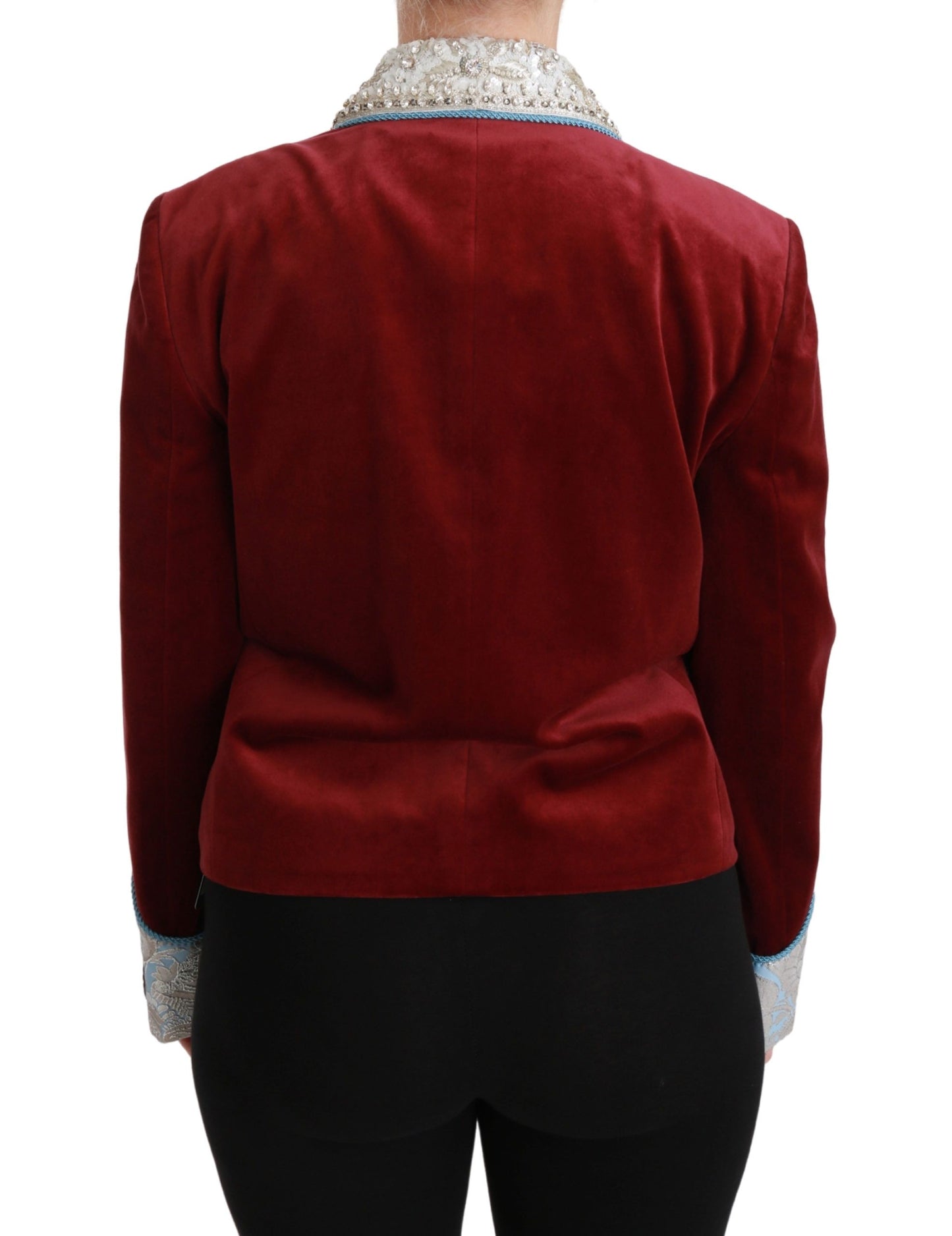 Dolce & Gabbana Roter Samt Barock Kristall Blazer Jacke