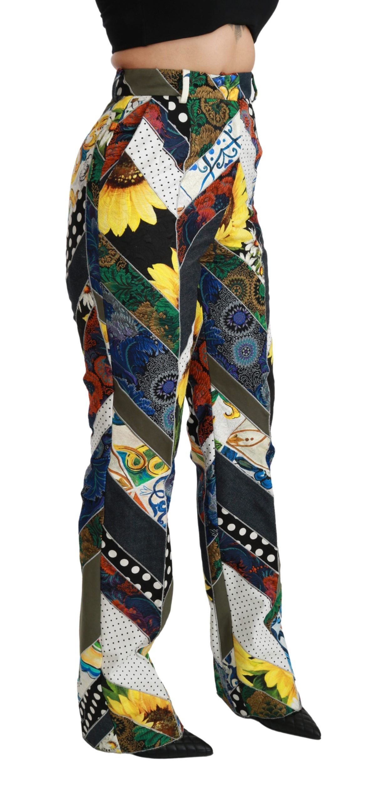 Dolce & Gabbana Multicolor Druck Hohe Taille Gerade Hose