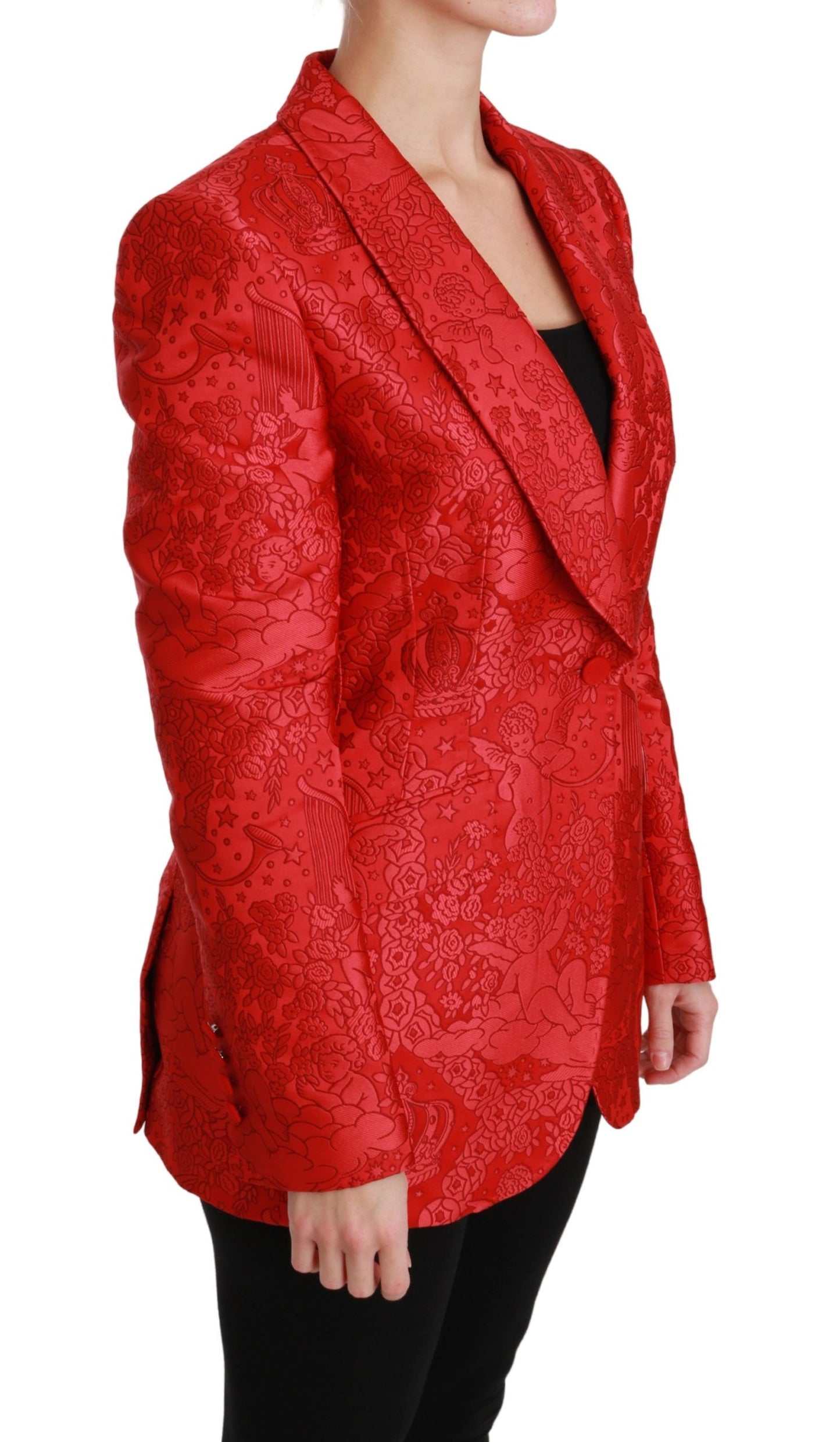 Dolce & Gabbana Roter geblümter Engel Blazermantel Jacke