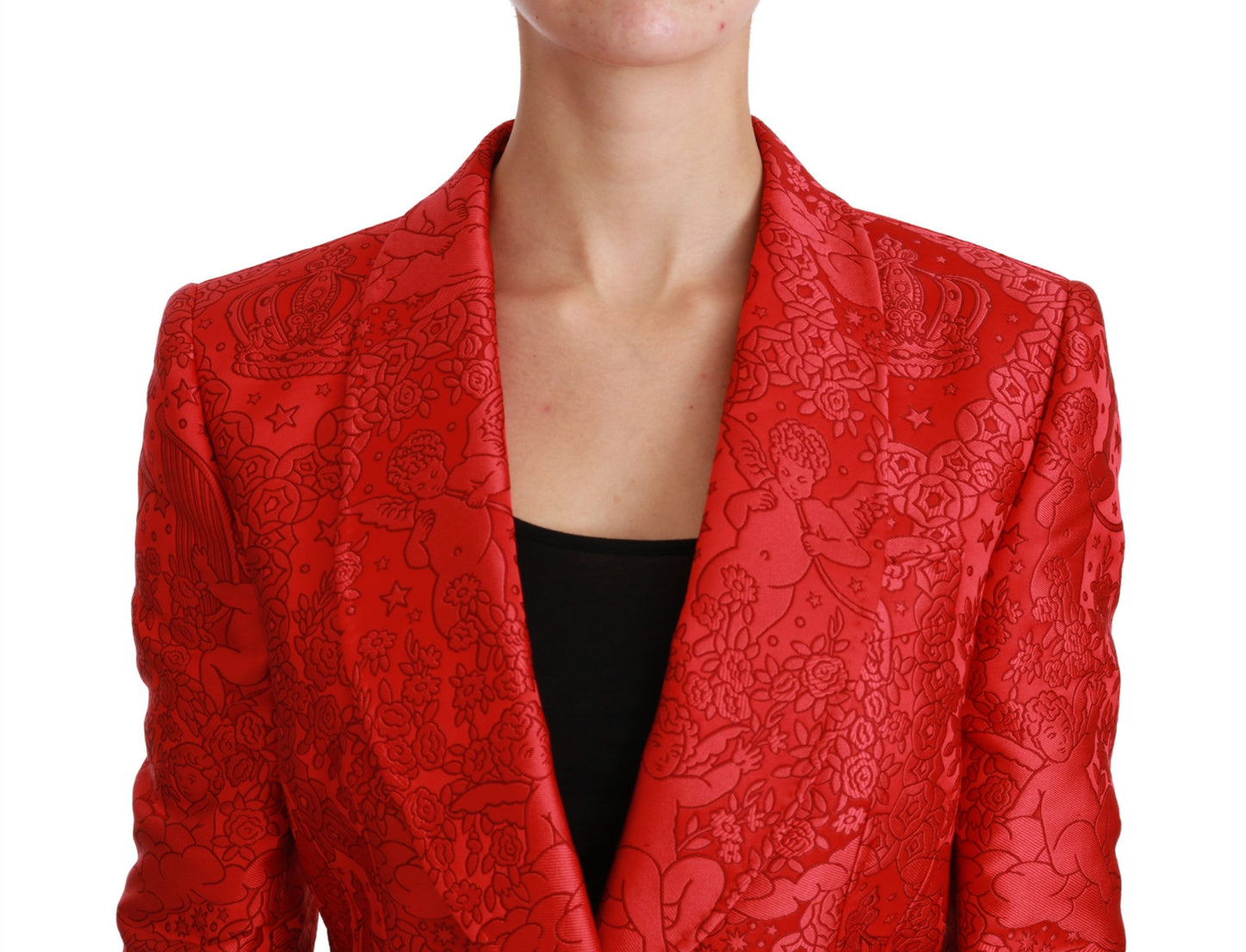 Dolce & Gabbana Roter geblümter Engel Blazermantel Jacke