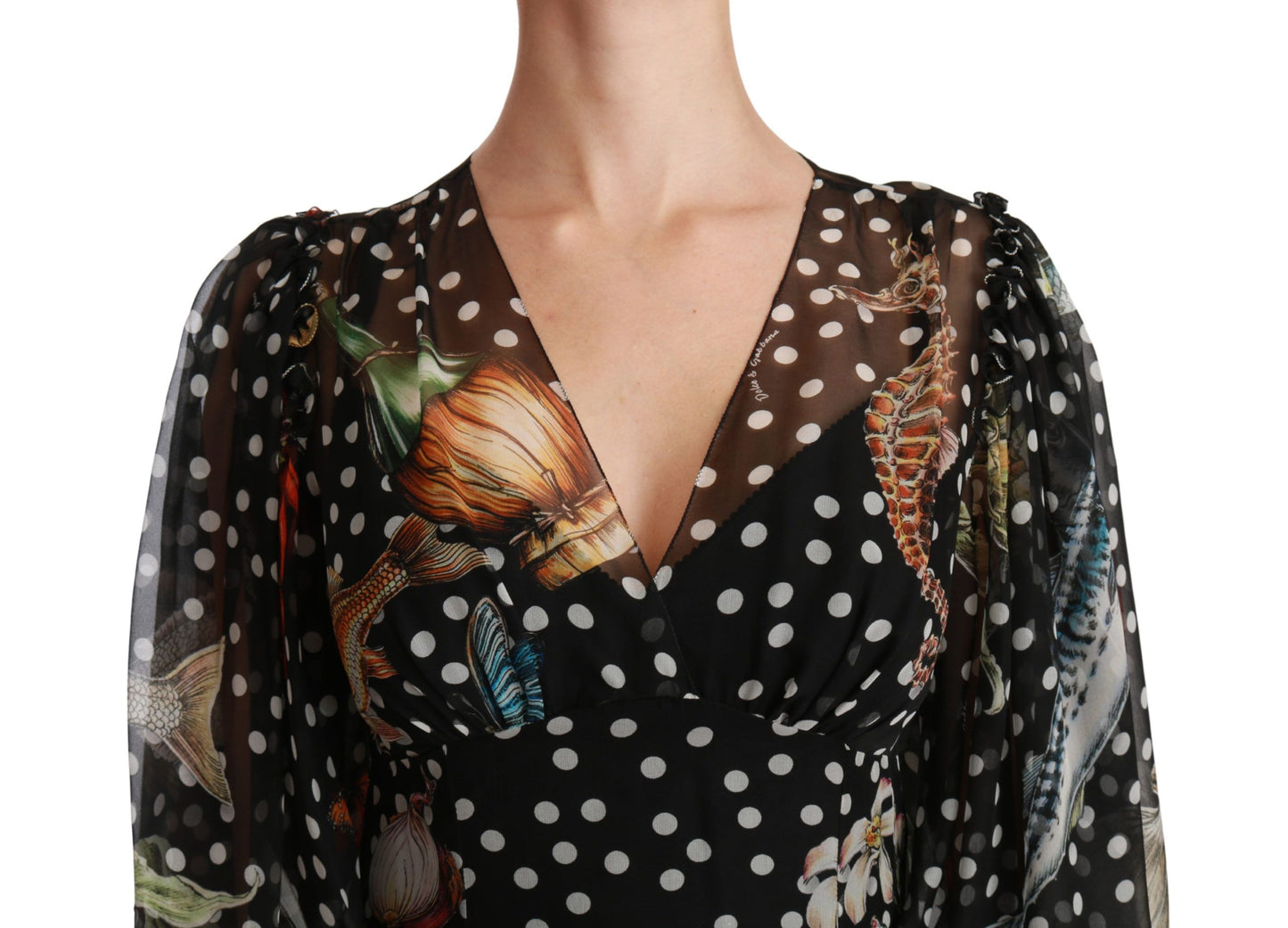Dolce & Gabbana Black Sea Fish Sicily A-Linien-Shiftkleid