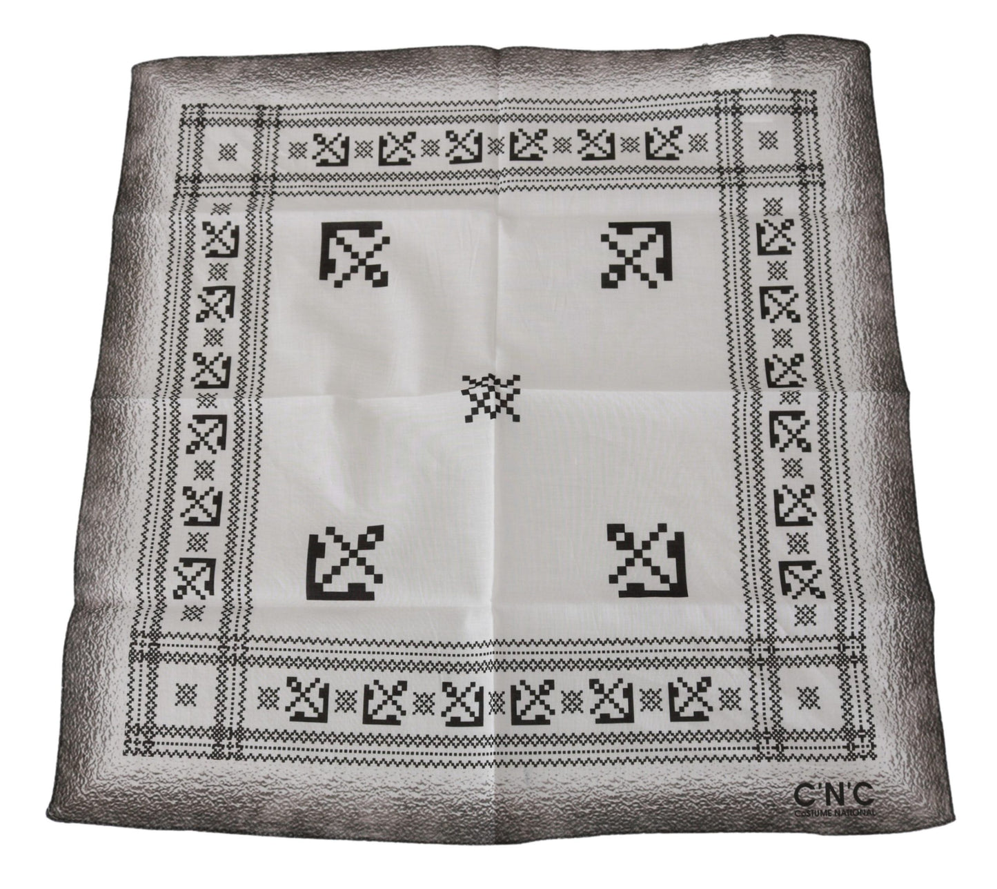 Costume National Weißes bedrucktes Bandana-Schal aus Baumwolle