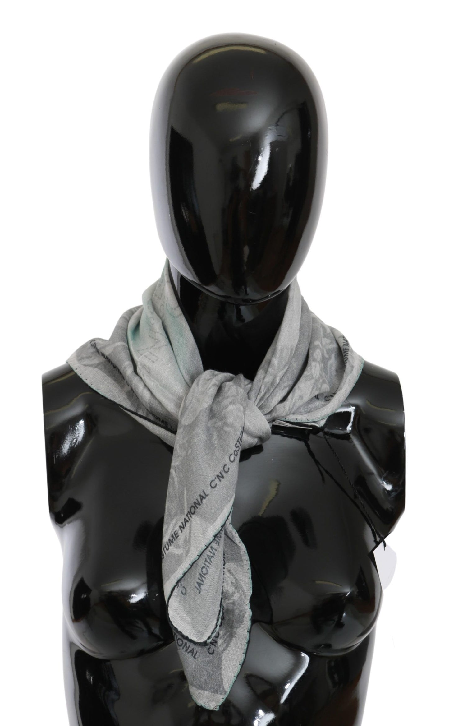 Costume National Grauer Seidenschal Foulard Wickelschal