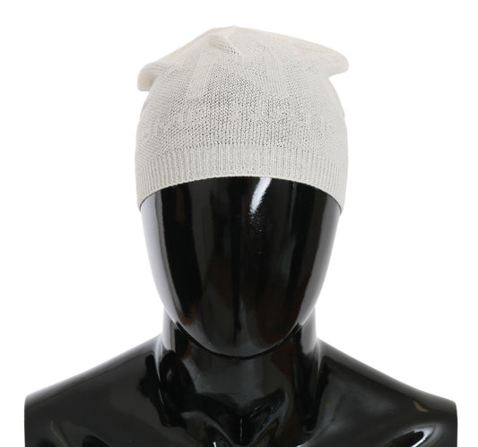 Costume National Beanie Weiß Wollmischung Markenmütze