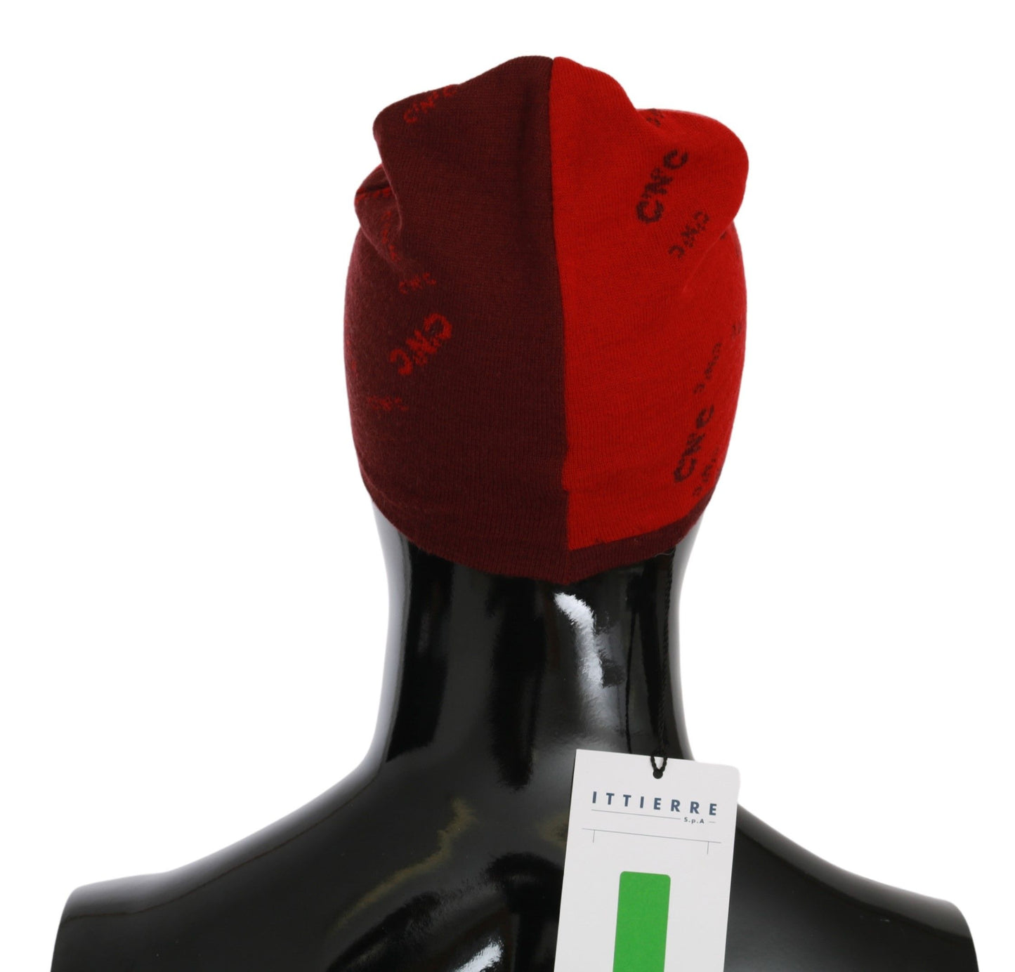 Costume National Rote Wollmischung Beanie-Mütze mit Markenzeichen