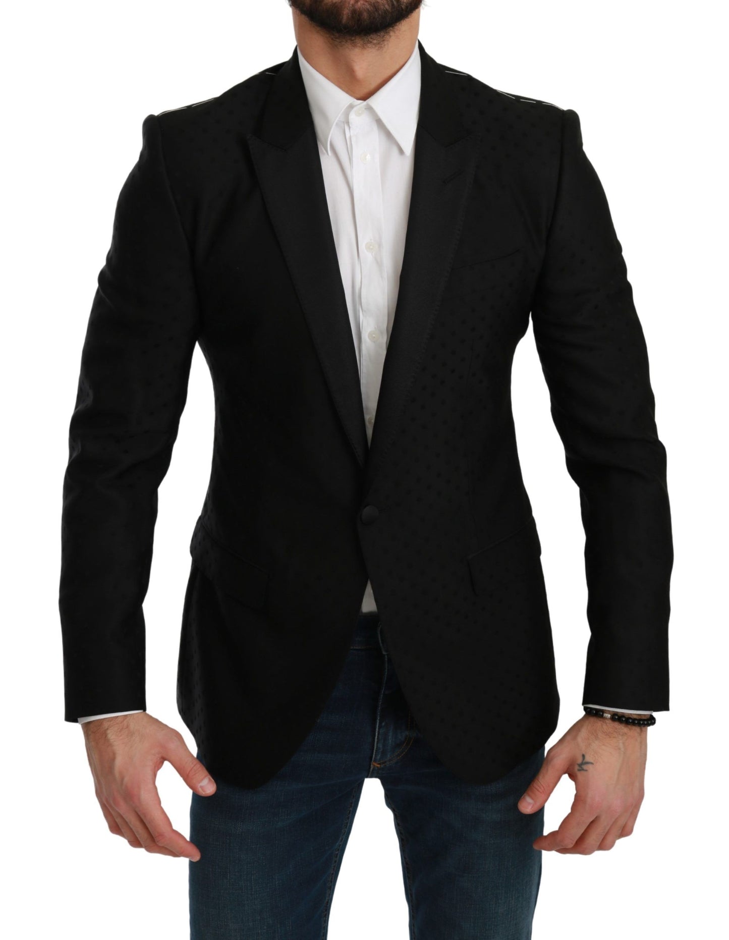 Dolce & Gabbana Schwarzer Slim Fit Mantel Jacke MARTINI Blazer