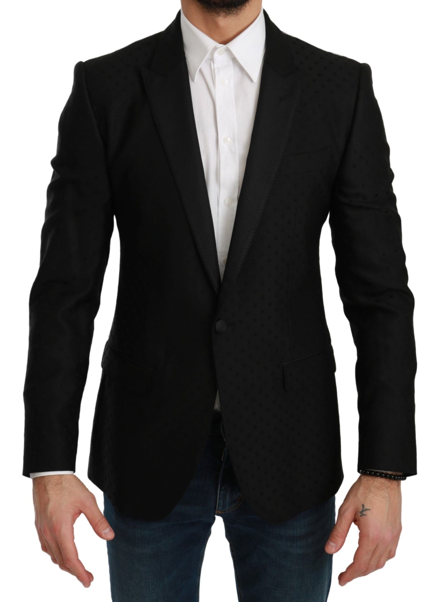 Dolce & Gabbana Schwarzer Slim Fit Mantel Jacke MARTINI Blazer