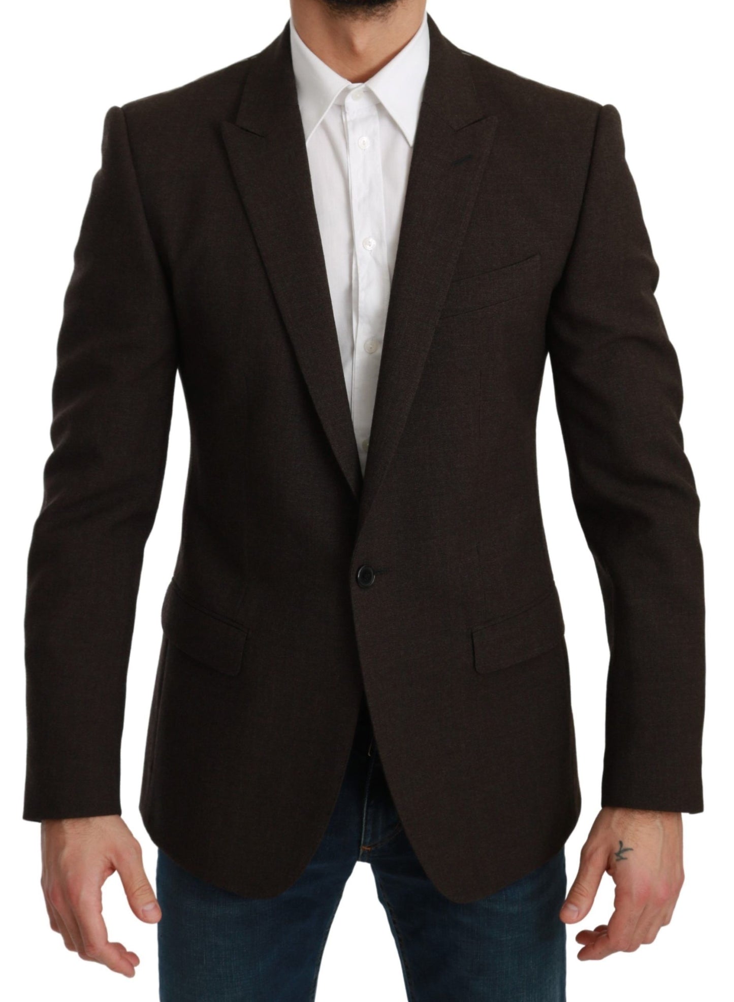 Dolce & Gabbana Brauner Slim Fit Mantel Jacke MARTINI Blazer