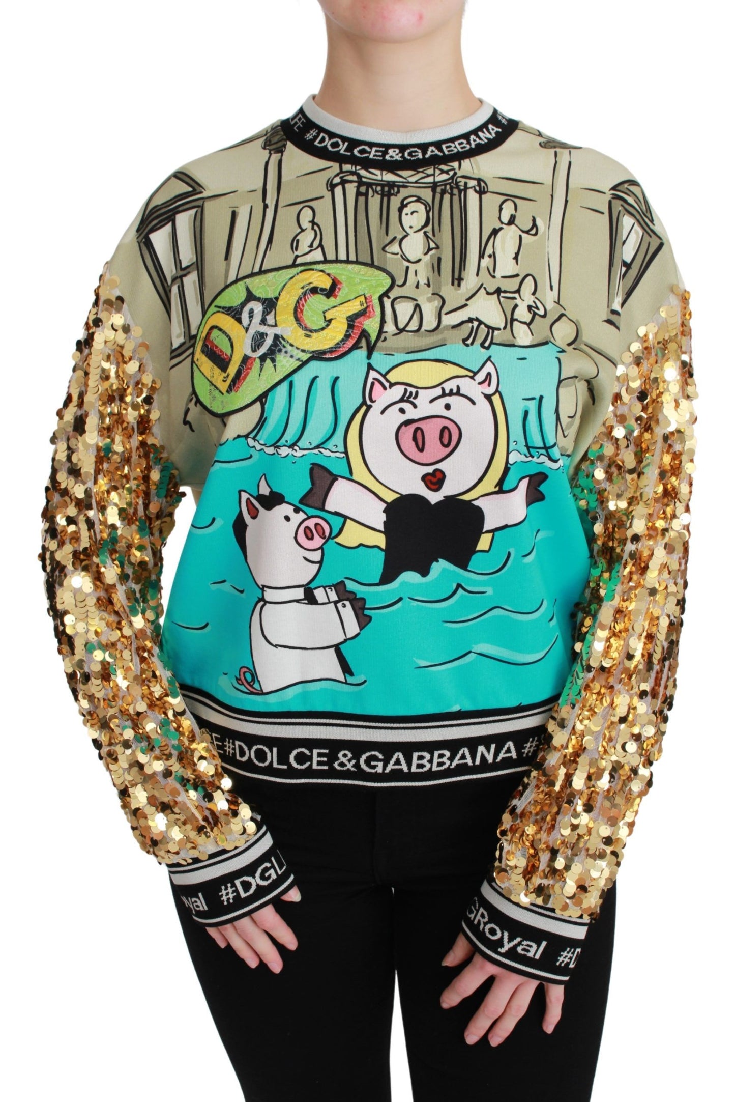 Dolce & Gabbana Jahr des Schweins Pailletten-Top Pullover
