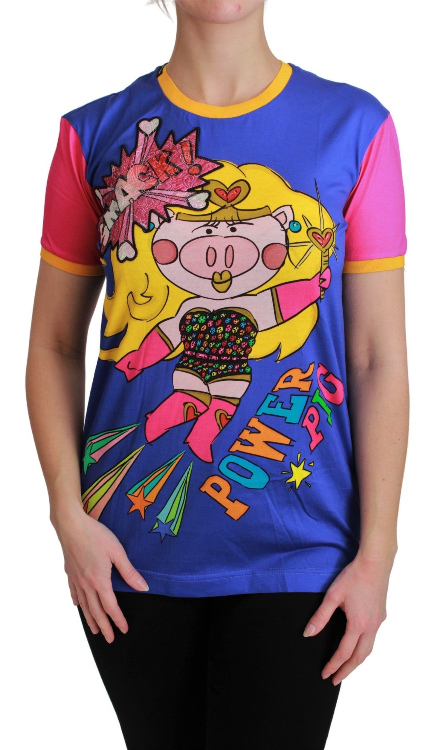 Dolce & Gabbana Lila PIG SUPERGIRL Top Baumwoll-T-Shirt