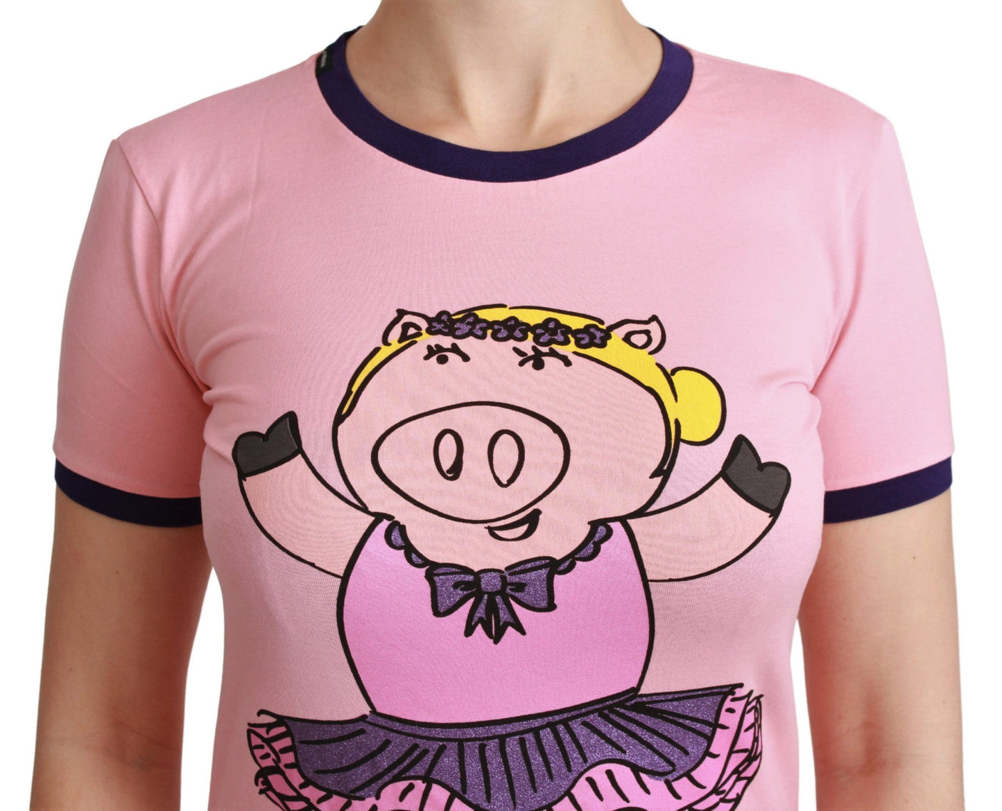 Dolce & Gabbana Rosa YEAR OF THE PIG Top Baumwoll-T-Shirt