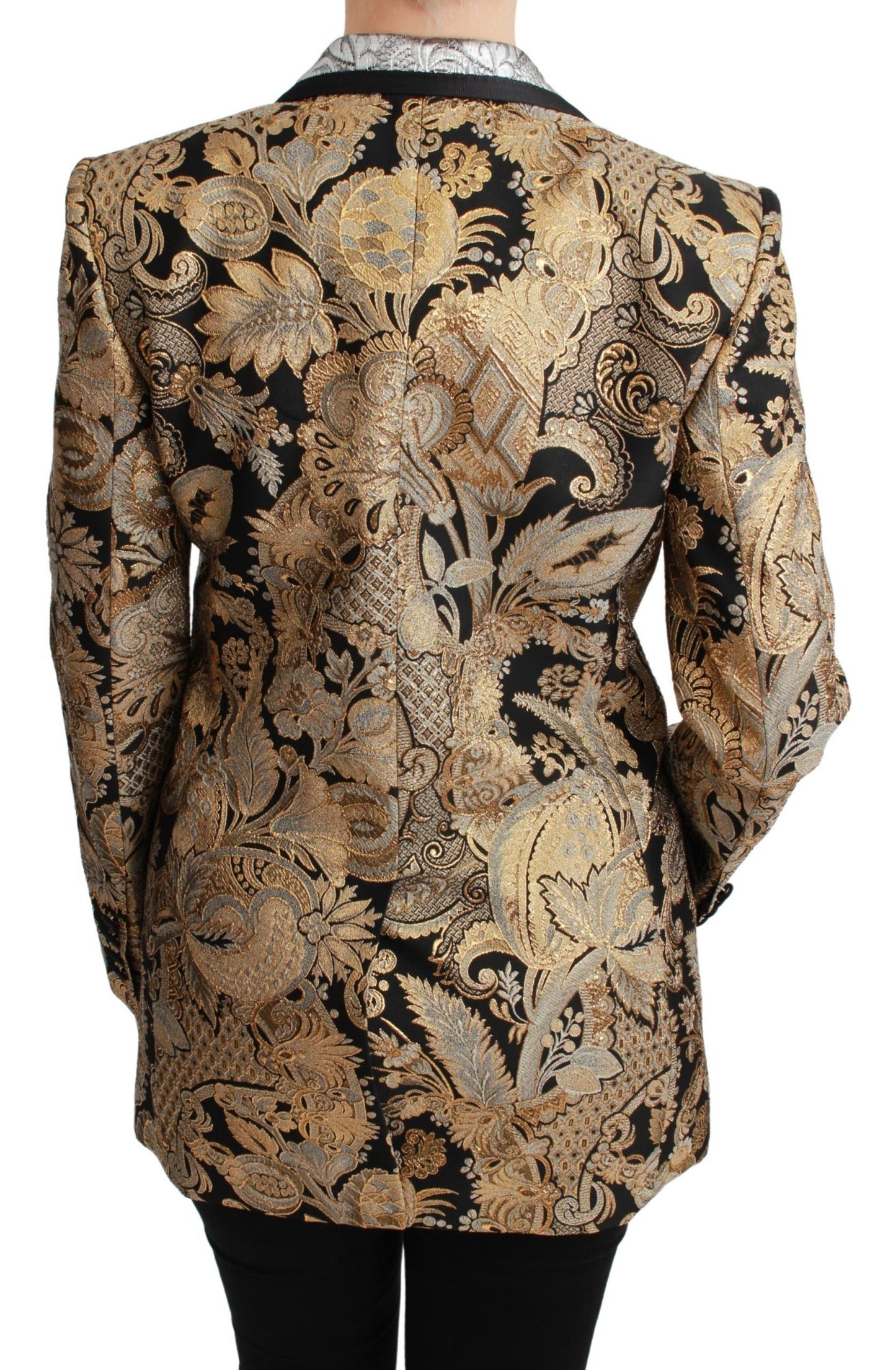 Dolce & Gabbana Schwarz-Gold Jacquard Blazer Jacke