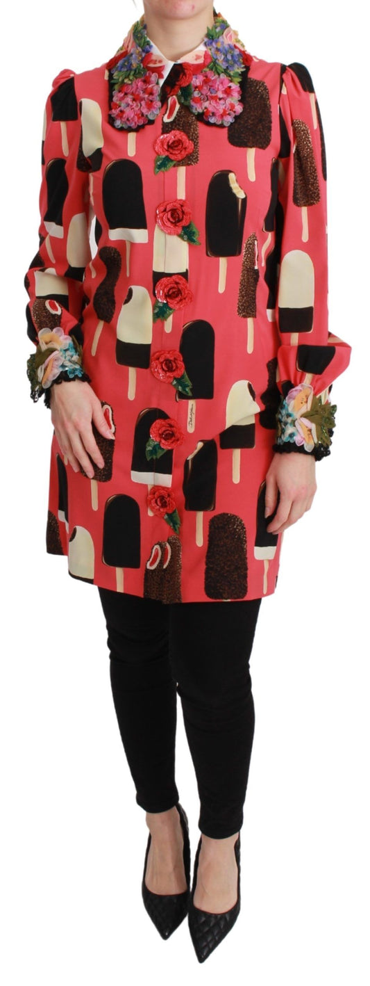 Dolce & Gabbana Rosa Eiscreme-Rosen Paillettenkleid