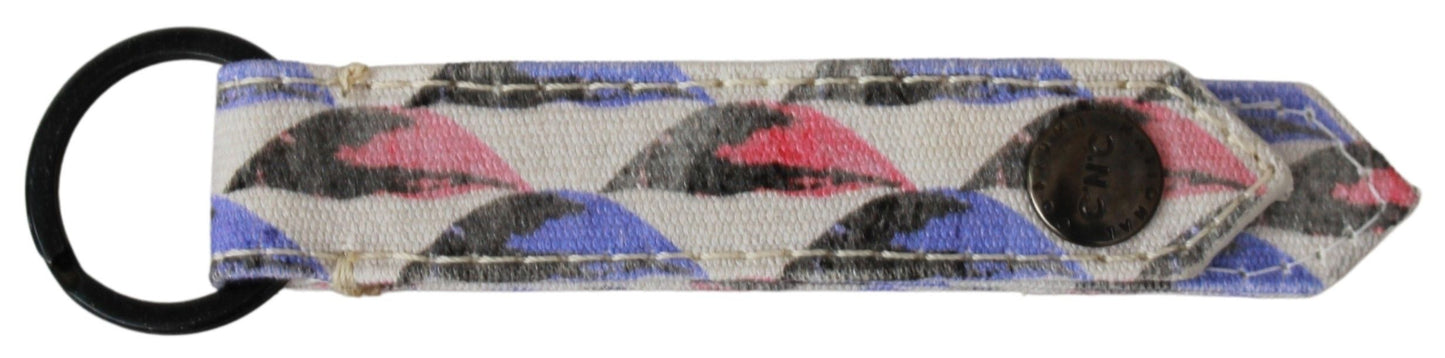 Costume National Weißer Ring Marken-Textil-Schlüsselanhänger