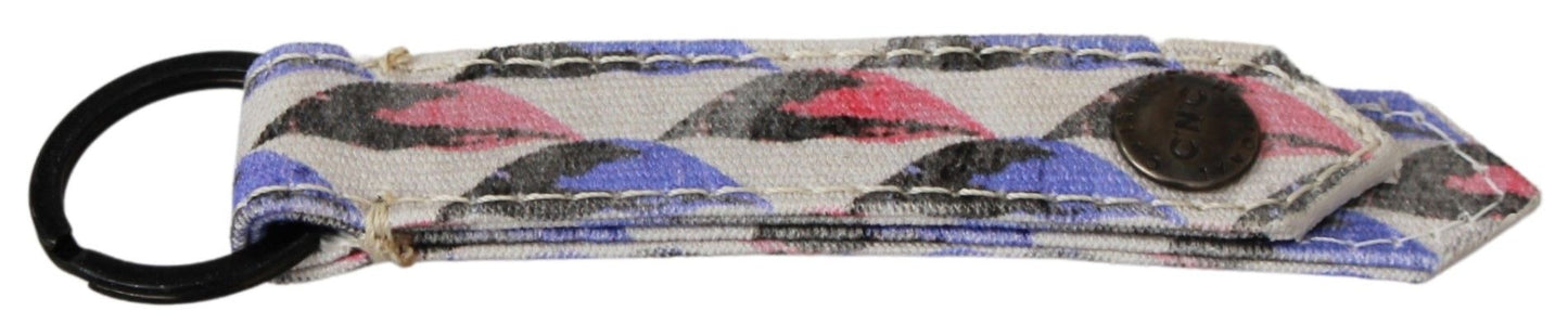 Costume National Weißer Ring Marken-Textil-Schlüsselanhänger