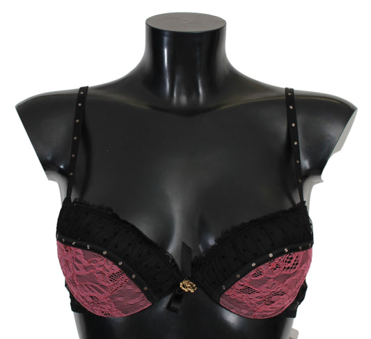 Roberto Cavalli Schwarz Rosa Spitze Push Up BH Unterwäsche