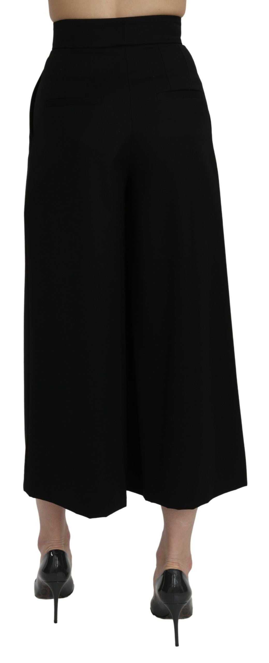 Dolce & Gabbana Schwarze Hose mit hoher Taille und weitem Bein