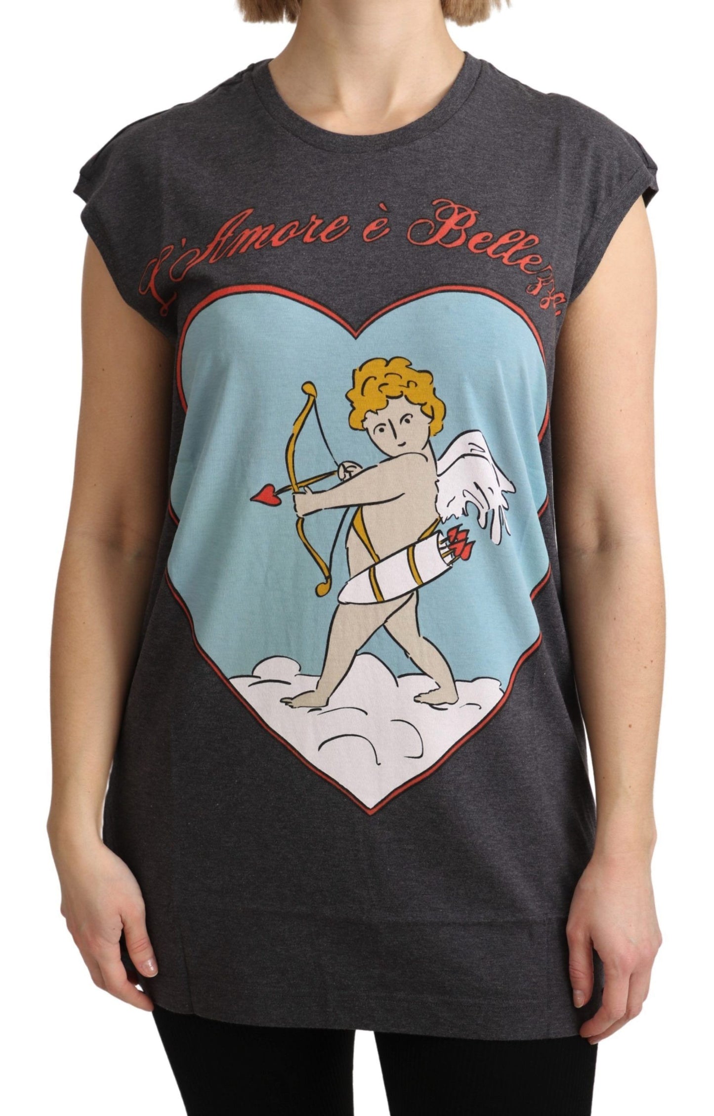 Dolce & Gabbana Graues Baumwolltop L' Amore Tank-T-Shirt