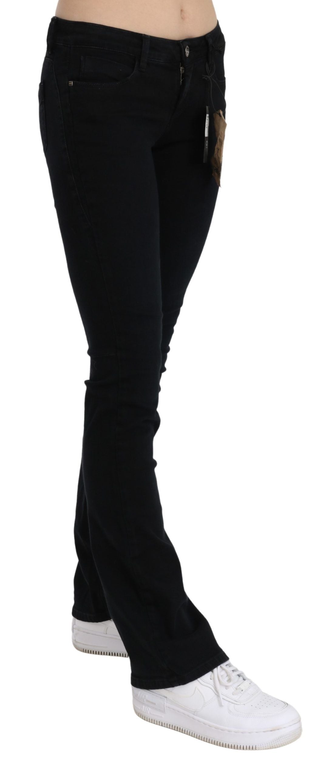 Costume National Schwarze Skinny-Jeans aus Baumwoll-Denim mit niedriger Taille