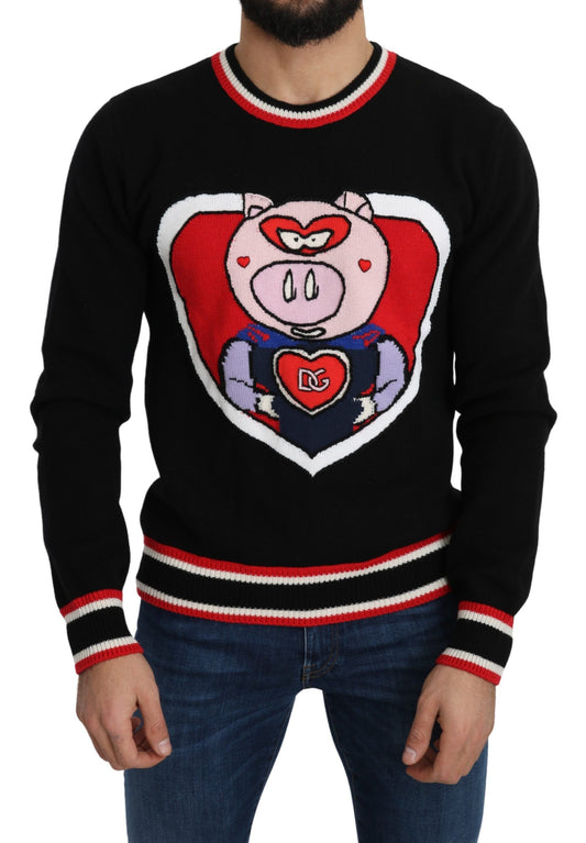 Dolce & Gabbana Schwarzer Kaschmir-Pullover Schwein des Jahres