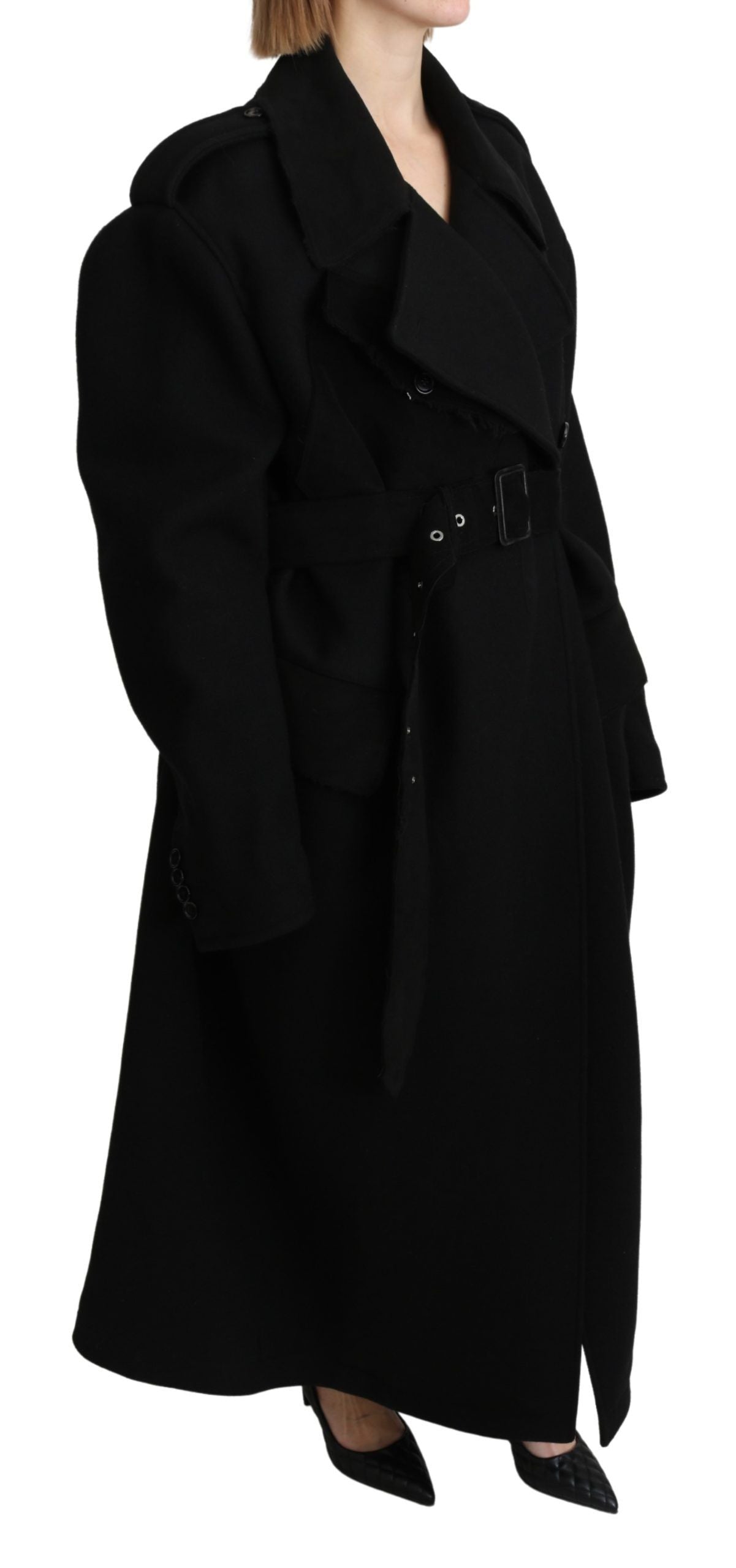 Dolce & Gabbana Schurwolle Schwarzer Blazer Trenchcoat Jacke