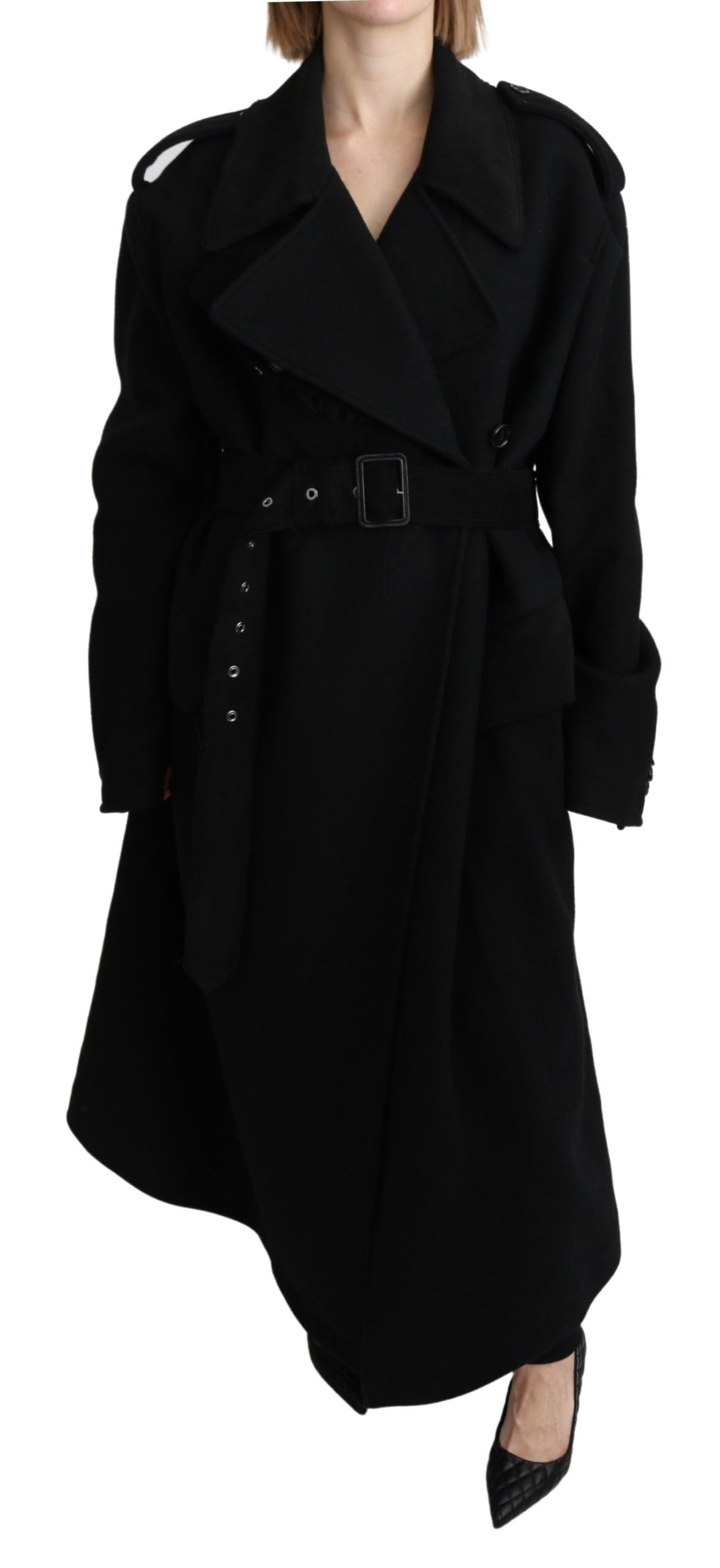 Dolce & Gabbana Schurwolle Schwarzer Blazer Trenchcoat Jacke