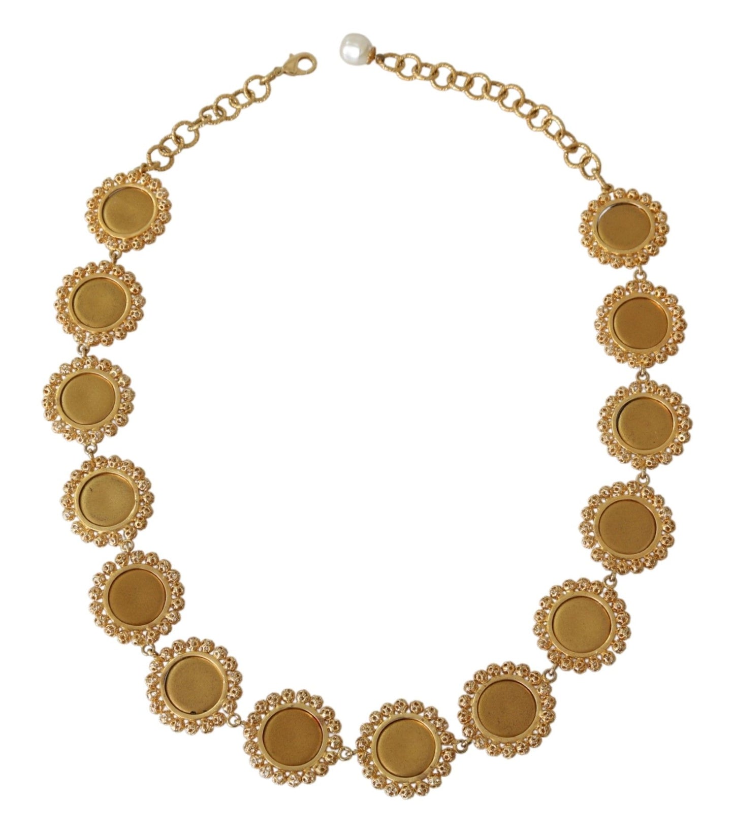 Dolce & Gabbana Rot lila Kristall florale Kette Statement Gold Messing Halskette
