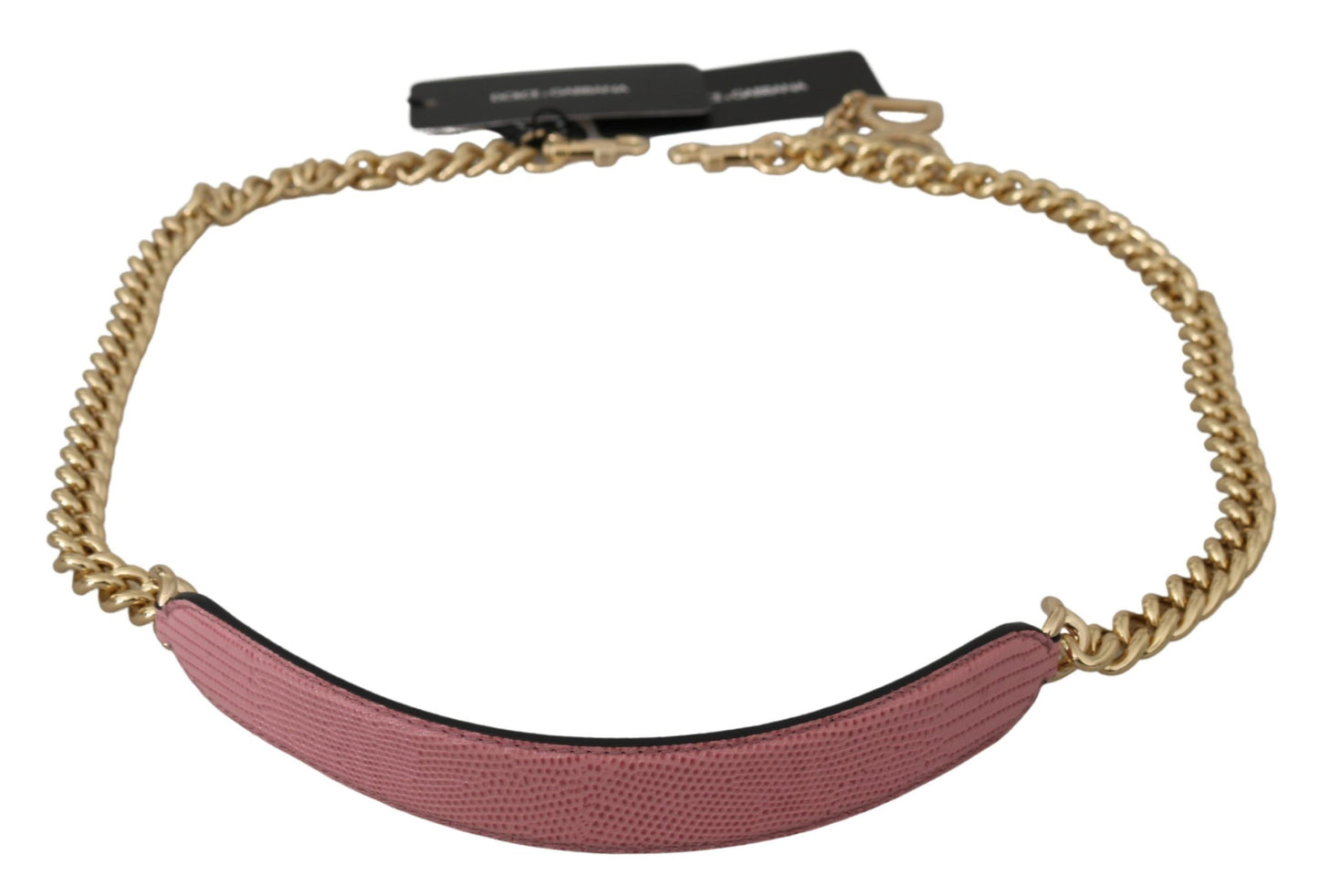 Dolce & Gabbana Rosa Leder Gold Kette Accessoire Schulterriemen