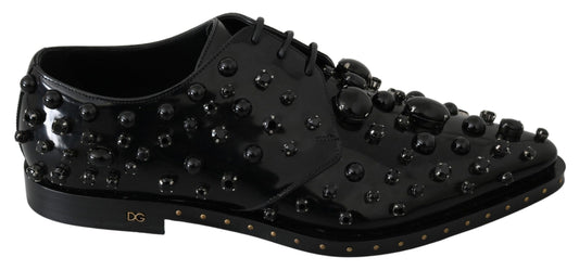 Dolce & Gabbana Schwarz Leder Kristalle Kleid Broque Schuhe