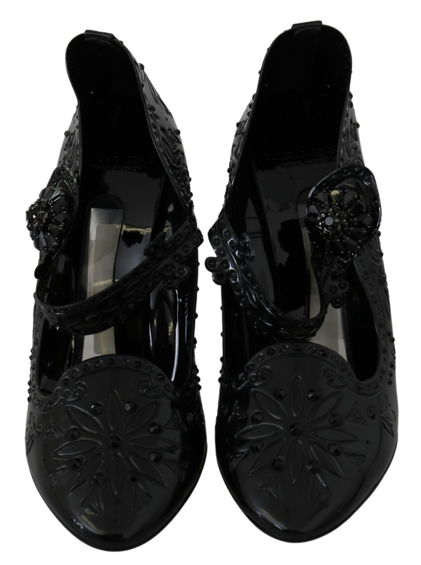 Dolce & Gabbana Schwarz Floral Kristall CINDERELLA Heels Schuhe