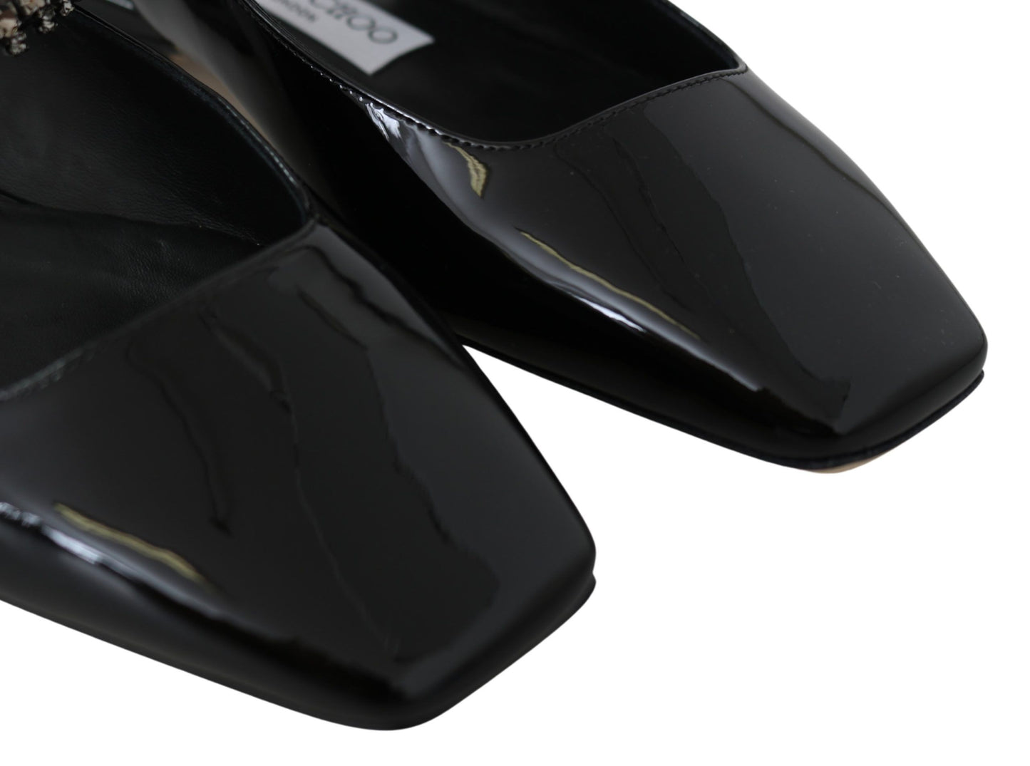 Jimmy Choo Elegante schwarze Lack-Flats mit Kristall-Akzent