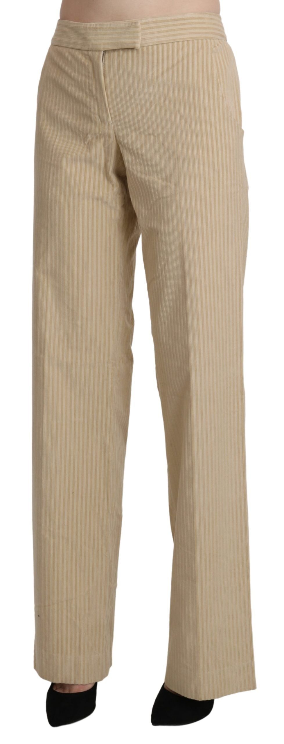 Ermanno Scervino Beige Ausgestellte Hose mit hoher Taille und weitem Bein