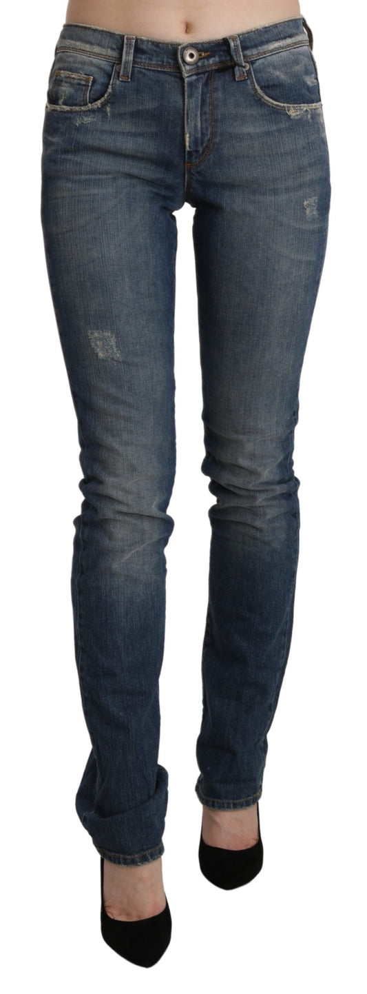 Ermanno Scervino Blau gewaschene Mid Waist Skinny Denim Jeans
