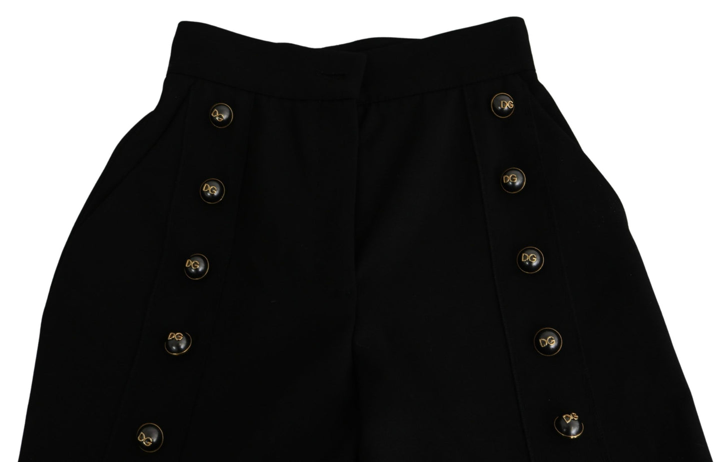Dolce & Gabbana Schwarze Hose mit weitem Wollbein und verkürztem Bein