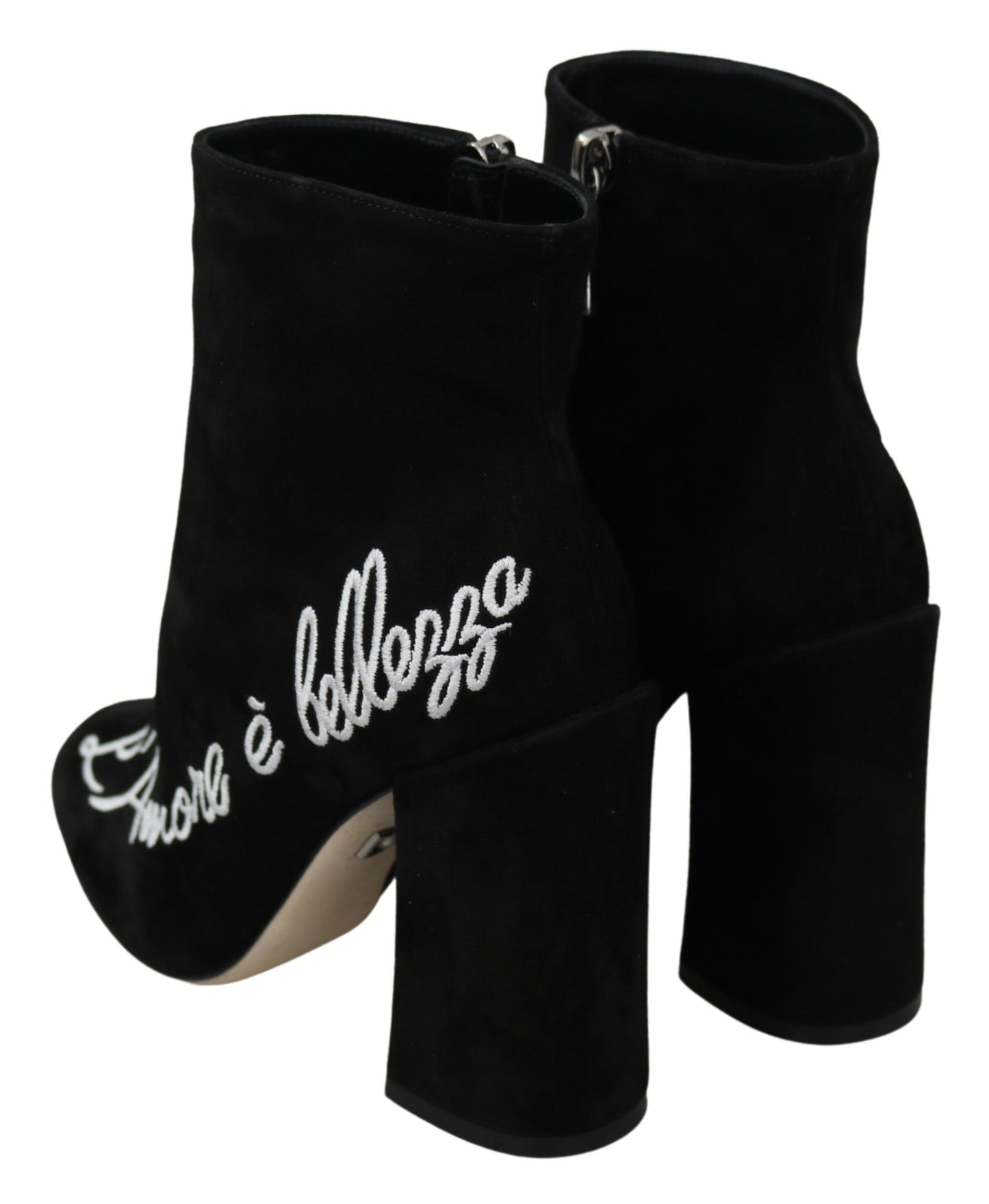 Dolce & Gabbana Schwarz Wildleder L'Amore E'Bellezza Stiefel Schuhe