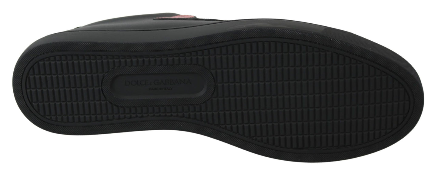 Dolce & Gabbana Schwarz Leder Liebe Herz Turnschuhe Damen Schuhe