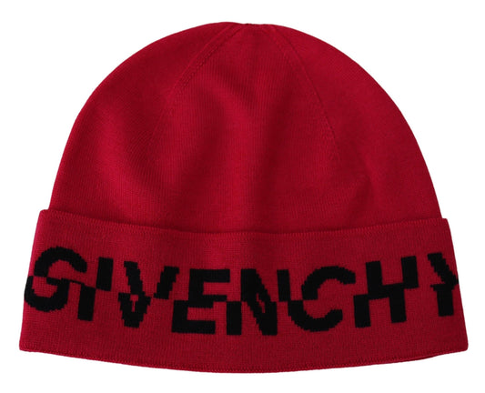 Givenchy Rot Rosa Wolle Beanie Unisex Männer Frauen Beanie Hut