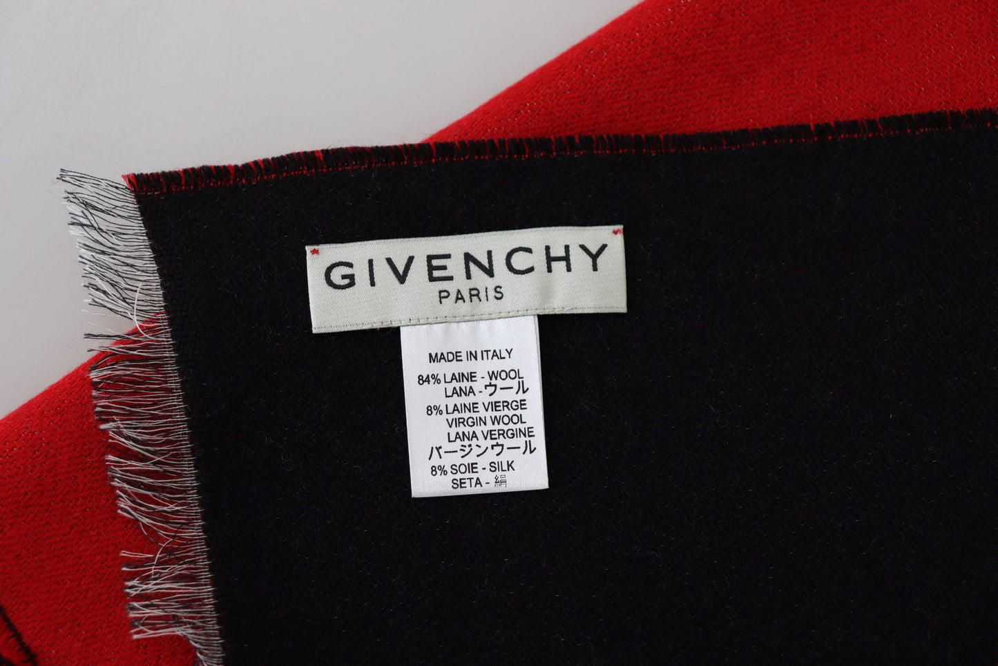 Givenchy Rot Schwarz Wolle Unisex Winter Warm Schal Wrap Shawl