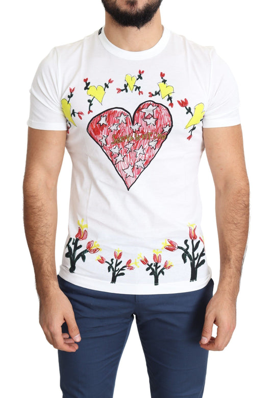 Dolce & Gabbana Weißes Saint Valentine Print T-Shirt aus Baumwolle für Männer