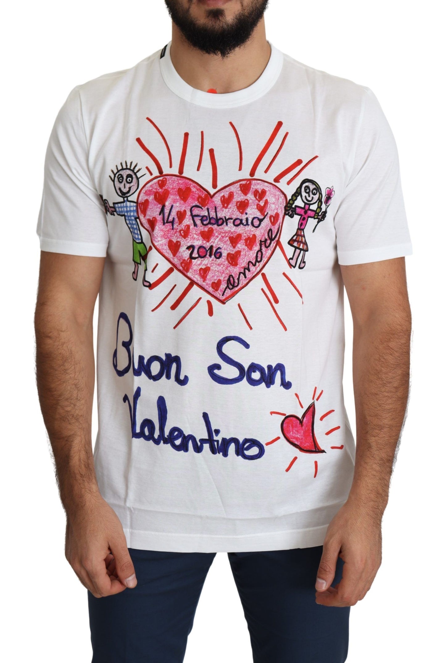Dolce & Gabbana Weißes Saint Valentine Herzen drucken Männer-T-Shirt