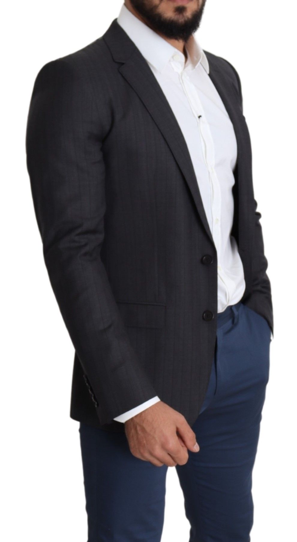 Dolce & Gabbana Schwarzer einreihiger Wollmantel MARTINI Blazer