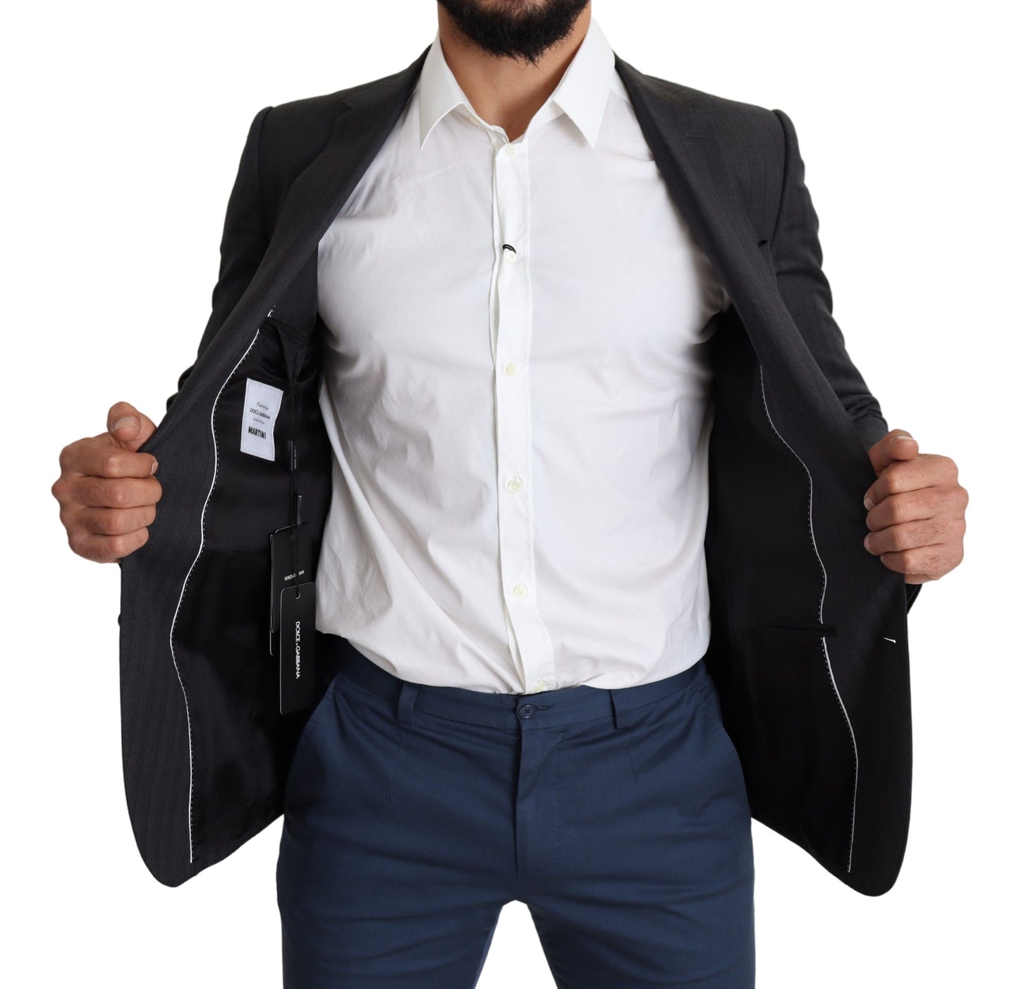 Dolce & Gabbana Schwarzer einreihiger Wollmantel MARTINI Blazer