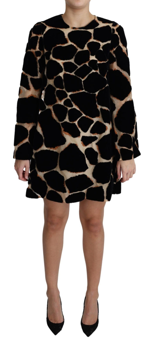 Dolce & Gabbana Schwarzes Minikleid mit Giraffendruck