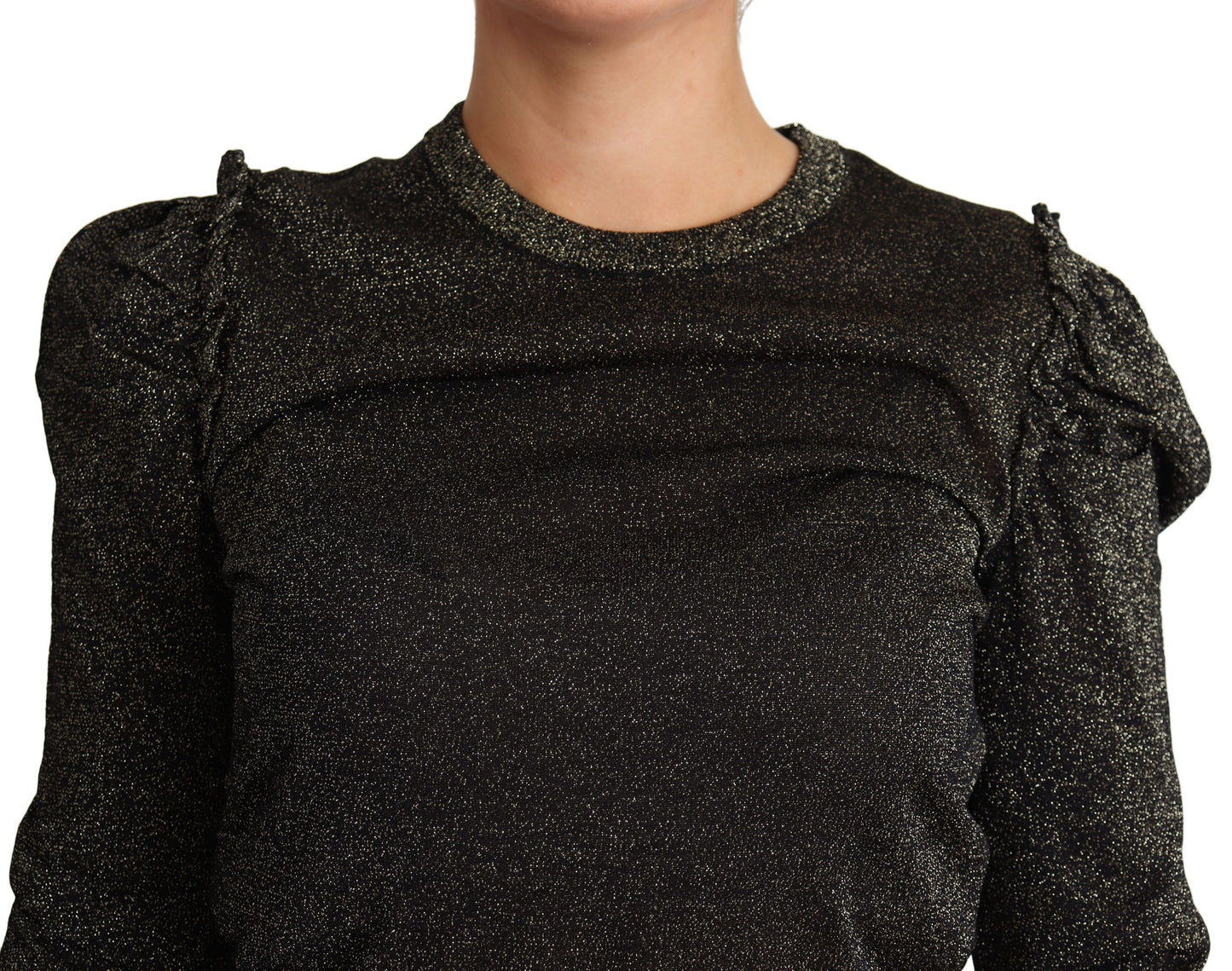 Dolce & Gabbana Schwarz Gold Cropped Damen Pullover Sweater