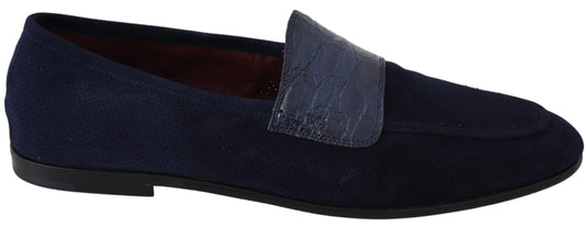 Dolce & Gabbana Blau Wildleder Kaiman Loafers Hausschuhe Schuhe
